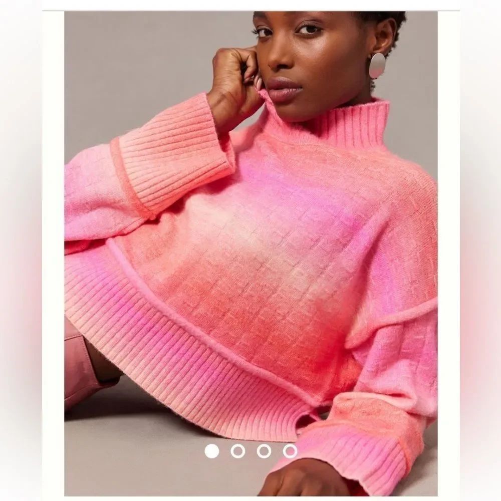 Pilcro Size Small Pilcro Cropped Mock Neck Sweater by Anthropologie Pink Ombré